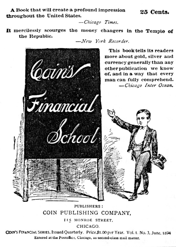 Advertisement for Coin’s Financial School, 1894.